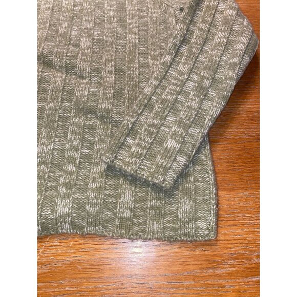 Womens Olive Green Ribbed Turtleneck Sweater Knit Long Sleeve - Picture 2 of 4